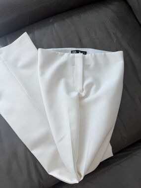 Zara White Straight-Leg Trousers